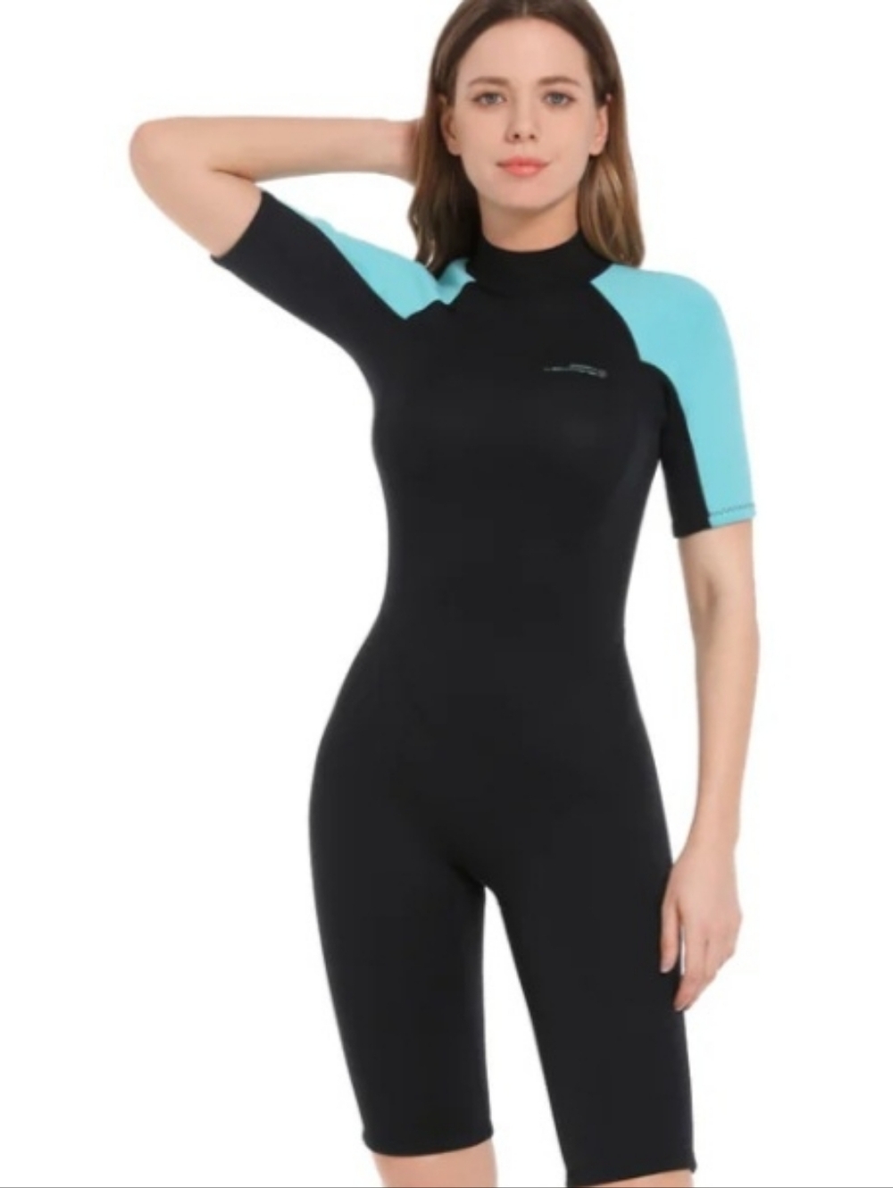 Dark Lightning 3/2mm Short-Sleeved Women's Wetsuit In Aqua/Black Size 14